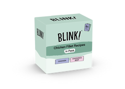 Box of Blink! Chicken Fillet Recipes in Pate on a white background