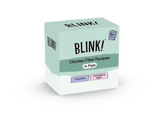 Box of Blink! Chicken Fillet Recipes in Pate on a white background